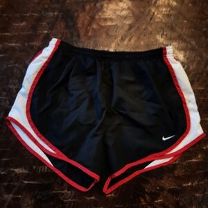 Nike Women's Dri Fit Running Shorts in Black Red/White Size M